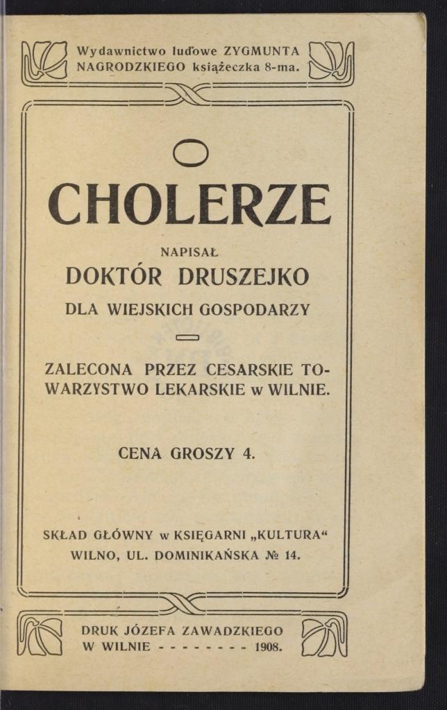 Książeczka z poczatku XX w. opisująca cholerę. Fot. POLONA