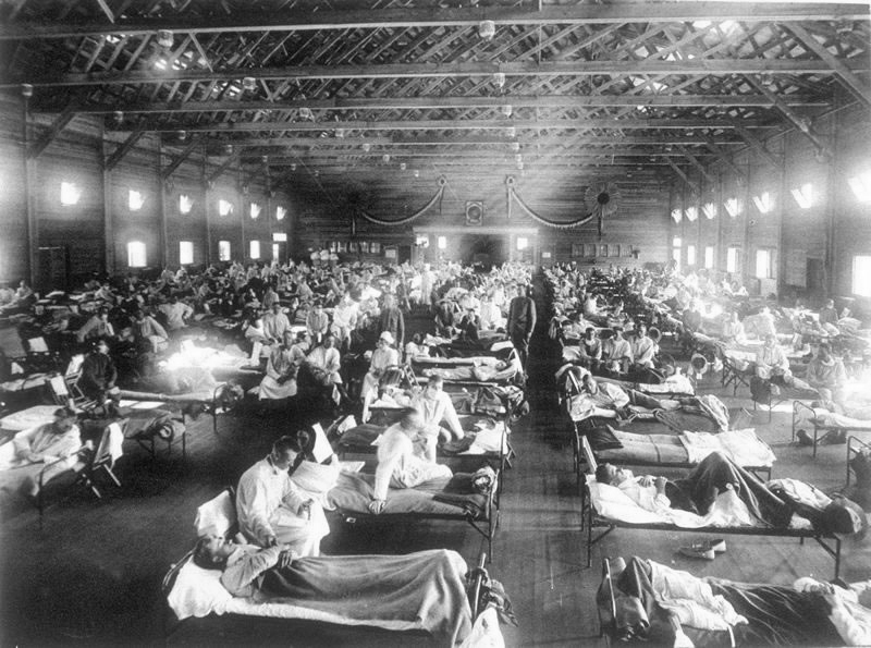Pandemia grypy hiszpanki - szpital polowy w USA