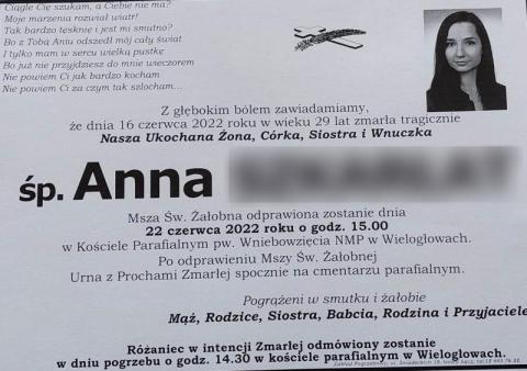 Bliscy pożegnają Anię, która zginęła w wypadku w Starym Sączu. Miała 29 lat