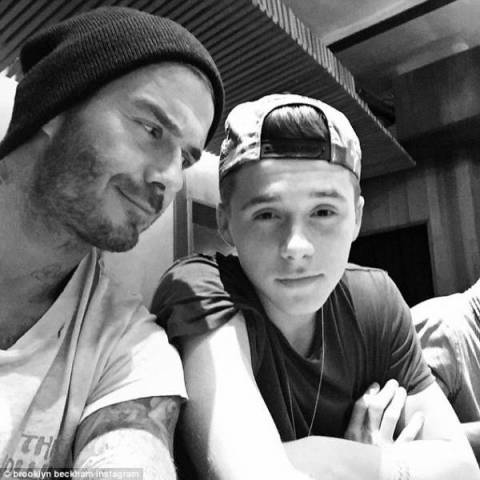   Brooklyn Beckham z tatą Davidem Beckhamem