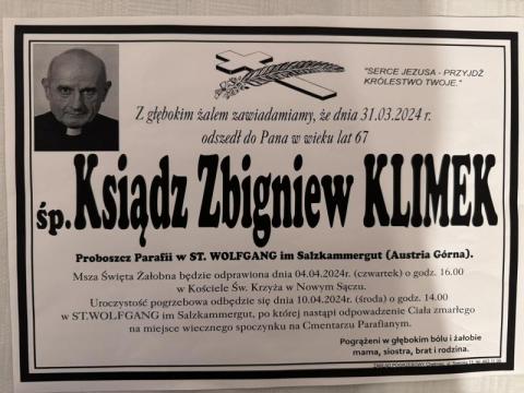 Zmarł ks. Zbigniew Klimek. Spocznie w Austrii